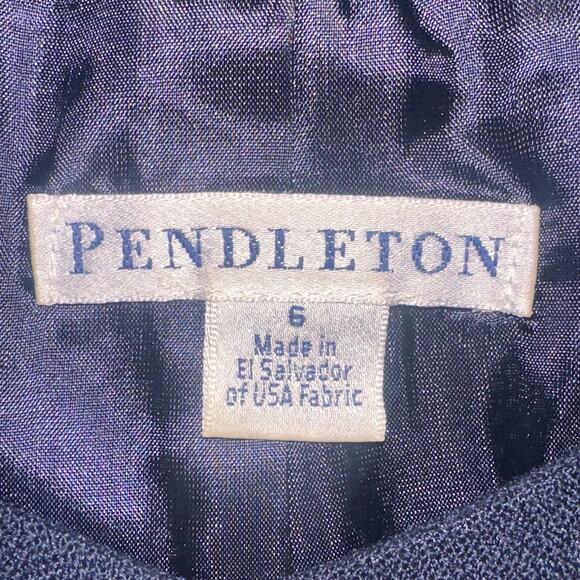 Pendleton Womens Size 6 Navy Blue Check Crop Wool Blazer Jacket Business Casual - Picture 4 of 9